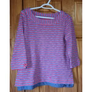 Talbots Striped Knit Top Pink Blue Medium